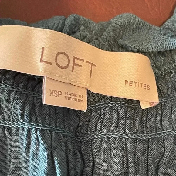 LOFT Petite XSP Clip-Dot Romper – Teal | Ruffle Sleeve, Belted, Lined - Picture 9 of 9